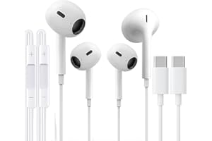 ENERGIEMAX 2PC Écouteurs USB C, écouteurs filaires Type-C avec microphone et contrôle du volume, écouteurs intra-auriculaires pour iPhone 16/16Pro/16Pro Max/15/15 Pro/15 Pro Max Compatible avec tous les IOS