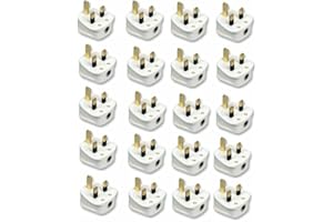 RETAAJ 5/10/20 13AMP 3 PIN PLUG FUSED WHITE MAINS PLASTIC UK PLUG 13A PACK SOCKET HEAVY DUTY ELECTRICAL PLUG (20)