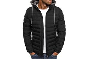 RLEHJN Doudoune Homme Hiver Chaud Manteau Homme Chaude Doudoune À Capuch Couleur Unie Veste Matelassée Zipper Basique Jacket Thermique Coupe-Vent Blouson Hiver Grande Taille XS-5XL