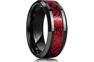 King Will Dragon 8mm/6mm Red/Blue/Green/Orange/Purple/Silver/Black/Azure/Mazarine Celtic Dragon Tungsten Carbide Mens Wedding Band Ring Comfort Fit