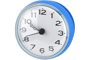 ‎ZERODIS Zerodis Saugnapf Wasserdicht Runde Mini Wanduhr Dekoration Für Badezimmer Küche Wohnzimmer Schlafzimmer(Blau)
