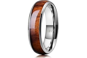 Three Keys Jewelry 4mm 6mm 8mm Titanium Wedding Band for Men Women Santos Rosewood Wood Inlay Engagement Ring