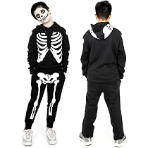Ensemble Sweat à Capuche Squelette Halloween Enfant - 2 Pièces (sweat + Jogging) - Unisexe, Manches Longues