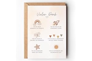 Paperlane by Essi Thank You Card for Teacher Boho, Gift Idea Farewell Nursery Thank You Gift Day Mum, Greeting Card Kita Farewell with Envelope Farewell Gift (1 Card with Envelope)
