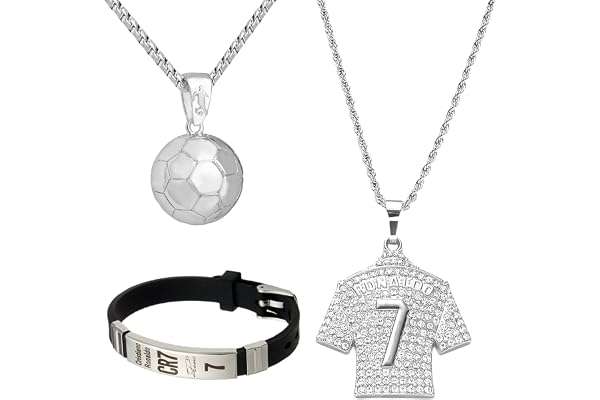 LIUYIDM 3 Pièces Ensemble Collier et Bracelet, ChaîNe de Football, ChaîNes pour GarçOns, Bracelet de Football pour GarçOn, Collier Maillot Cadeaux pour Les Fans