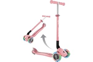 Globber Primo Foldable Scooter with Light Up Wheels for Children 3 Years Plus - 2 Year Warranty