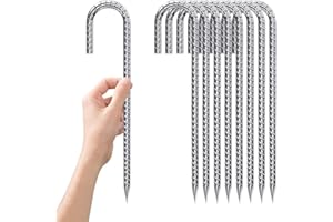 WAIMDIKUL Erdanker-Bodenanker-30cm, Zeltheringe Verzinkt J-förmige Heringe ErdnäGel Stabil Bodenanker Trampolin Zelt Metall Haken für Camping Die Sicherung Von Zaun Zelten Gartenarbeit Usw 12pcs