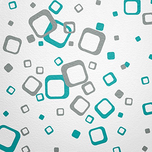 WANDfee® Wandtattoo 60 Vierecke FARBWUNSCH Farbe türkis grau zweifarbig bunte moderne Wanddeko selbstklebende retro Cubes Quadrate Wandaufkleber Wandsticker Fliesenaufkleber Dekoration Deko Aufkleber
