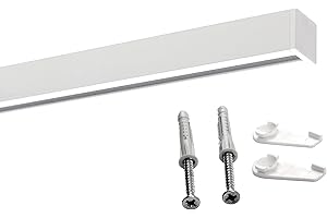 Deco-Raum Gardinenschiene auf Maß Aluminium Innenlauf eckig flach Deckenbefestigung Vorhangstange Flächenvorhang Schiene Innenlaufstange für Vorhänge mit Spannriegel weiss 280cm geteilt Square