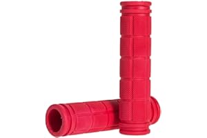 Demiawaking 1 Paio Manopole Manubrio Bici Manopole per Manubri in Gomma Morbida Fexie Antiscivolo per BMX, MTB, Mountain Bike (Rosso)