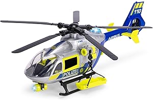 Dickie Toys - Polizei-Hubschrauber Airbus H145 (36 cm) - Spielzeug-Helikopter mit Aufzieh-Propeller, Licht, Sound und Zubehör für Kinder ab 3 Jahre, inkl. Batterien