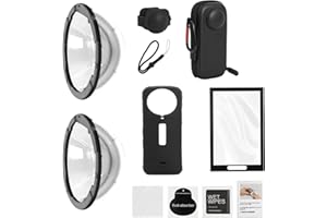 GEKUFA 6-in-1 Accessories Kit Compatible with Insta360 X4, IP54 EVA Case, 9H Lens Guard & Screen Protector, Shockproof Cage and Silicone Caps (Black, Complete Protection Set)