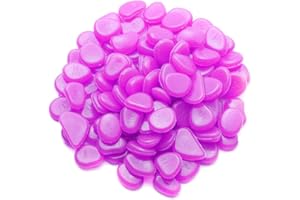 Mdurian 200Pcs Pierre Lumineuse Galet Lumineux Cailloux Brillants dans Le Noir pavés pour Maison Jardin passerelle Aquarium Patio pelouse Décoratives Violet