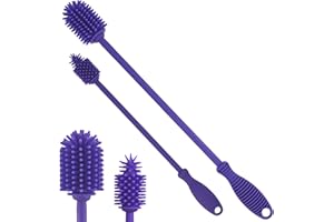 kprice® Goupillon Biberon Silicone | Brosse Lave Bouteille | Brosses de Nettoyage | Ecouvillon Biberons Bébé | Goupillon Gourde | Brosse Silicone | Bottle Brush | 2U (Violet 2)
