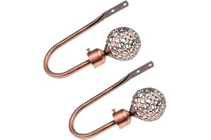 Your Home Online 28mm Antique Copper Metal Curtain Pole Ball Finial Various Lengths Osaka (Set Of 2 Matching Holdbacks)