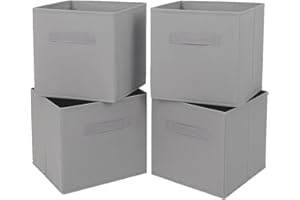 Clay Roberts Storage Cubes, Storage Boxes, Pack of 4, Grey, Fabric Basket Set for Storage Units, 25cm x 25cm x 25cm, Grey Baskets, Boxes, Box, Unit Cubes