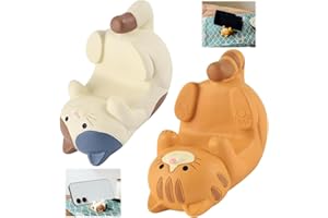 SoeUyd 2 Pièces Funny Cat Holder, Chat Mignon Support de Téléphone, Supports pour Smartphone en Forme Chat, Fonctionne avec Tous Les Smartphones et Toutes Les Tables, Convient à la Maison, au