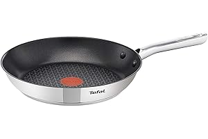 Tefal Poêle 24 cm, Induction, Revêtement antiadhésif, Acier inoxydable 18/10, Garantie 10 ans, Base 3 couches, Cuisson saine, Saisie parfaite, Duetto A7040463