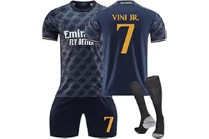 GENERISCH 23/24 R.Madrid Neue Saison Hause/Auswärts Fußball Trikots Shorts Socken Set für Kinder/Erwachsene, Nr.5 Bellingham, Nr.7 Vini jr, Fussball Jersey Trainingsanzug für Junge Herren