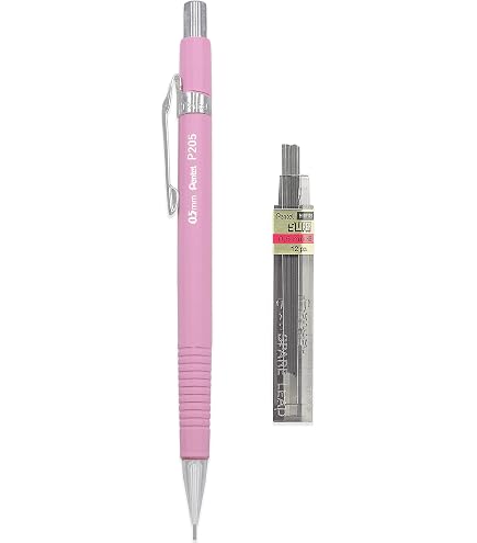 Pentel Porte-mine mécanique automatique P205-97F - Gamme Pastel Floral - Nasturtium (orange pastel) - Simple 12 mines HB 0,5 mm