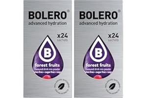 GENERIC Set Bolero Drink da 48 Bustine 3 grammi Forest Fruit (frutti di bosco) 3 gr Gusti Diversi alla Frutta Preparato Polvere Solubile Bevanda Fresca in Acqua,144 grammi dolcificato stevia,0.14 kg