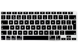 Se7enline Compatible with 2024 2023 2022 2021 2020 MacBook Air 13 inch Keyboard Cover Model A2337/A2179 Soft Silicone Skin Keyboard Protector for MacBook Air 13-inch Touch ID UK Layout, Black