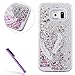 Produktbild Für Samsung Galaxy S6 Edge Hülle Flüssig,Galaxy S6 Edge Hülle Glitzer Transparent Hard Liquid Case,EMAXELERS Galaxy S6 Edge Hülle 3D Kreative Liquid Fließen Flüssig Bling Hülle Hart Plastik Hüllen Case,Samsung Galaxy S6 Edge Hülle Bling Glitter Glitzer Flüssig Flowing Hülle Case,Galaxy S6 Edge Crystal Bling Hülle Liquid Flüssige Glanz Sparkle Klar Hart Plastik Tasche Handytasche Hülle Schale Etui Für Samsung Galaxy S6 Edge,Silver Liquid:Two Feathers