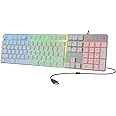 Zebronics War-K Gaming Keyboard with 104 Keys,Multi Color LED,1.8m Braided Cable, Gold Plated USB,Laser Keycaps, Anti-Ghosting 19 Keys,2 Step Stand,12 Integrated Multimedia Keys (White)