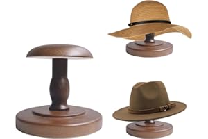 TINGSING Présentoir à chapeaux vintage en bois rustique en forme de dôme marron pour chapeau de cowboy, perruque, casque pour placard, décoration d'intérieur, taille S