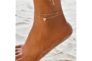 Jovono Boho Bracelets De Cheville De Mode Multicouche Coeur Bracelets De Cheville Bracelets De Pied De Plage Pour Femmes Et Filles (Or)