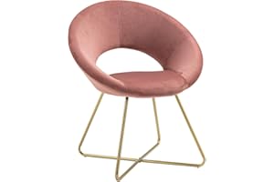 IL GRUPPONE PASSIONE CASA Poltrona Tonda Camera da Letto in Velluto Design Moderno, Sedia Imbottita Circolare con Gambe in Metallo Placcato Oro - Poltroncina per Salotto con Seduta Morbida Modello Grace - Rosa antico