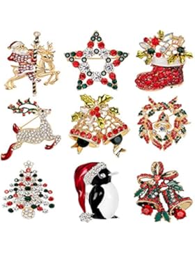 9 Stück Frauen Weihnachten Brosche Kristall Brosche Für Pullover Schal Bekleidungs Schmuck Weihnachten Dekor