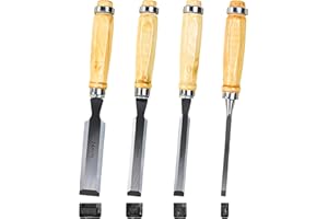 Huucozn 4-Piece Chisel Set for Wood Chisel Woodworking Tools Sharp Rig Set 6, 12, 19, 24 mm Wood Chisel Set for Woodworking DIY Woodworking Tools
