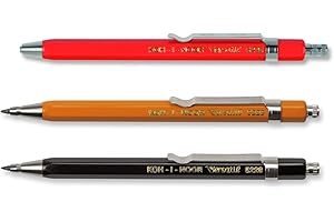 KOH-I-NOOR Versatil 5228 - Juego de 3, l?piz mec?nico de metal sacapuntas para minas 2 mm - royo, amarillo, negro