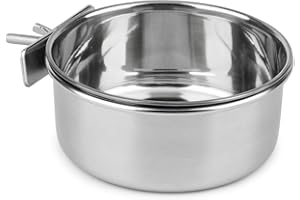 HYPEETY Stainless Steel Food Water Bowl For Pet Bird Crates Cages Coop Dog Cat Parrot Bird Rabbit Pet (Large:14cm*6cm,5.51 * 2.36inch)