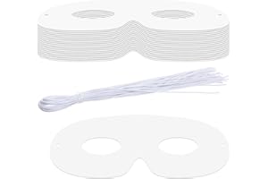 Prasacco 20 Stück Masken zum Bemalen Kinder, 8,5 x 6,5 cm Weiße Papiermasken Blanko DIY Malmaske mit Gummiband für Halloween, Maskerade, Rollenspiele, Bühnenauftritte, Cosplay