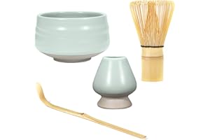 Ulable Juego de 4 batidores de té de bambú Chasen, para café matcha en polvo, para ceremonia del té japonesa, juego de 4 piezas, disponible con cerdas de escoba, bambú, 60-70 prongs