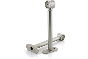 GIRASOLE HOME Staffa Regolabile Lunga 165mm per Asta 2 Pezzi in Alluminio Resistente per Bastoni dal Diametro di 18-20 mm (Nichel Satinato)