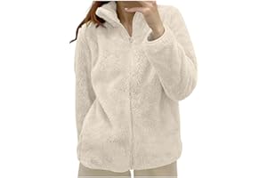 GENERICO Felpa Donna Pile Invernale Caldo con Zip Giacca da Camera Corta in Pile Senza Cappuccio Giacche Invernali Eleganti Curvy Tinta Unita Cappotto Peluche Sherpa Giubbotto Teddy Fleece Comoda Termico
