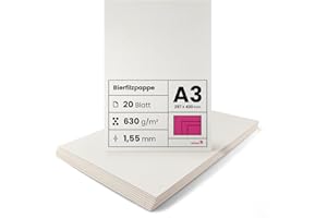 Netuno 20 fogli cartone assorbente crema formato A3 297 x 420 mm 1,55 mm 630g cartoncino rigido per sottobiccieri birra base torte cartone per album coperture rilegatura cartone beermat board cream