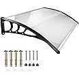 Door Canopy, Waterproof Front Door Canopy, 120 * 80 * 23cm Garden Canopies, Rain Awning Suitable for Door Porch, Outdoor, Roof, Patio (Black)