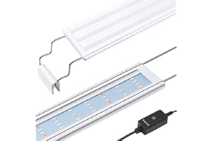 PYPABL Illuminazione LED per Acquario con Timer, Lampada per Piante Acquatiche a Spettro Completo, Classica Luce per Acquario con LED RGB, con Staffe Regolabili Stabili (40-60cm)
