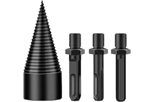 MZOLIFE Holzspalter Bohrer Set 42mm, Spaltholzkegel Bohrkegel mit 3 Multifunktion Schaft, Stahl-Kegelbohrer Hochgeschwindigkeits Spiralkegel Bohrer für Splitter Holzspalter mit kleinerem Durchmesser