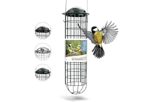 WILDTIER HERZ wild animal heart | Fat Ball Holder 12" - 5 year guarantee - made of rustproof metal Bird Feeding Station for Fat Balls - Ecological Bird Feeder (31cm, Green)