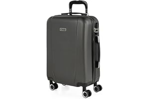 ITACA - Valise Cabine 55x40x20 Rigide Légère à Roulette 4 Roues Pivotantes avec Cadenas à Combinaison Extensible. Bagage Cabine Idéal pour Voyager en Avion Petite Valise Compacte Compatibl, Anthracite