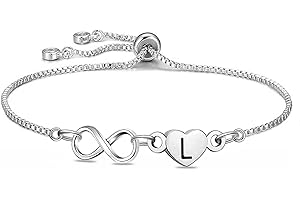 SAMORION Lettere Braccialetti Infinity Gioielli,Acciaio Inossidabile Infinity Braccialetti Pendenti Per le Donne,Mamma Figlia, Amici Sorella Infinito Bracciali Cuore Gioielli Regalo Regolabile