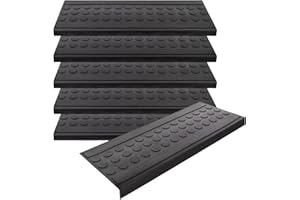 KARAT Alfombrilla de goma para escalones, juego de 5 unidades, 25 x 75 cm, resistente a la intemperie y antideslizante, alfombrilla de goma para peldaños para exteriores