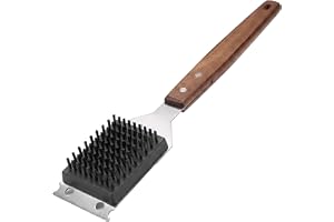 Mikqky Grillborste för gjutjärn, grillborste i rostfritt stål, stålborste för grill