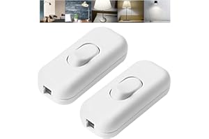 LWMTT 2 Stück Inline Schalter Zwischenschalter,Kabelschalter, 2-adrige und 3-adrige Zuleitungen, für alle Arten von Elektrischen Lampen, Tischlampen (weiß)