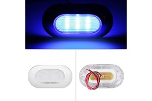EECOO Marine Ceiling Light RV Boat Dome Light 12V Blue LED for Marine Boat Yacht Stainless Steel Oblong Courtesy Light Stair Deck Usage Dimmable Lighting Surface Mount